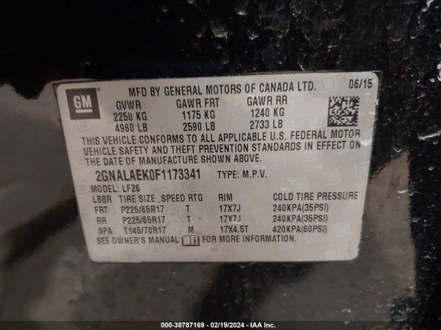 Chevrolet EQUINOX LS 2015 2GNALAEK0F1173341 Image 9