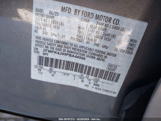 2FMPK4J95PBA44996 Ford EDGE SEL