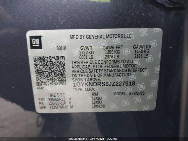 1GYKNDRS8JZ227918 Cadillac XT5 LUXURY
