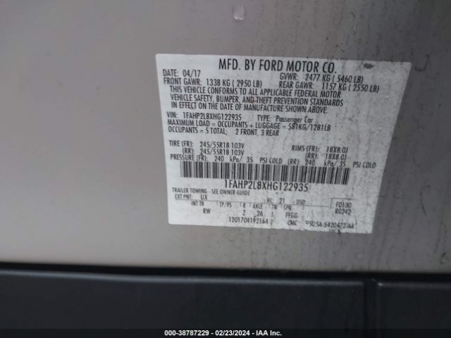 1FAHP2L8XHG122935 Ford POLICE INTERCEPTOR