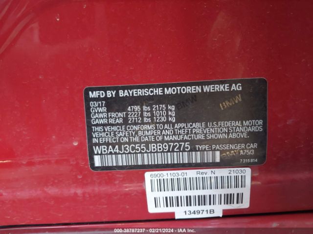 WBA4J3C55JBB97275 BMW 430i Gran Coupe Xdrive