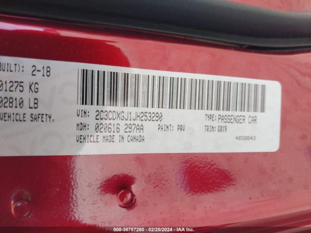 2C3CDXGJ1JH253290 Dodge Charger R/t Scat Pack Rwd