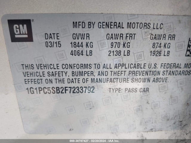 Chevrolet Cruze 1lt Auto 2015 1G1PC5SB2F7233792 Image 9