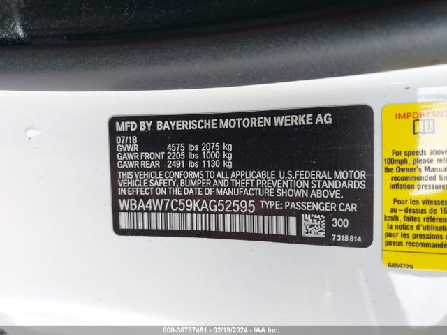 BMW 440I 2019 WBA4W7C59KAG52595 Image 9