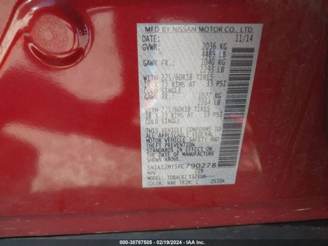 5N1AT2MT5FC790278 Nissan Rogue Sl