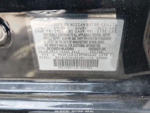 3N1CN8DV1RL820982 Nissan Versa 1.6 S