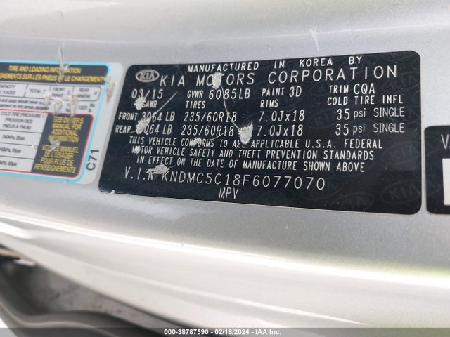 KIA SEDONA EX 2015 KNDMC5C18F6077070 Image 9