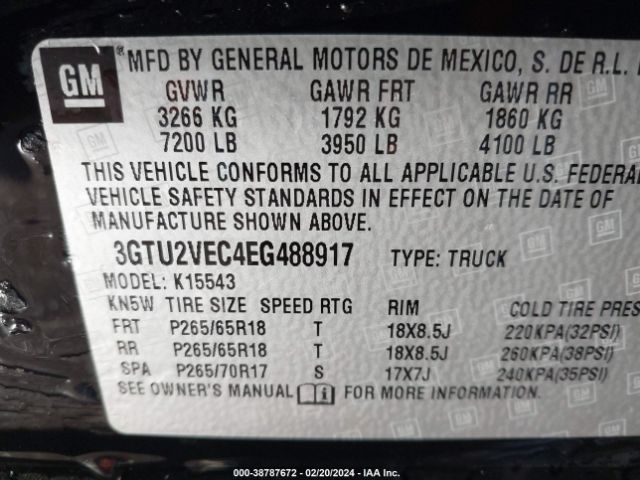 3GTU2VEC4EG488917 GMC Sierra 1500 Slt