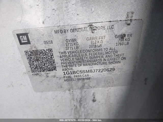 Chevrolet Cruze Ls Auto 2018 1G1BC5SM8J7220629 Image 9