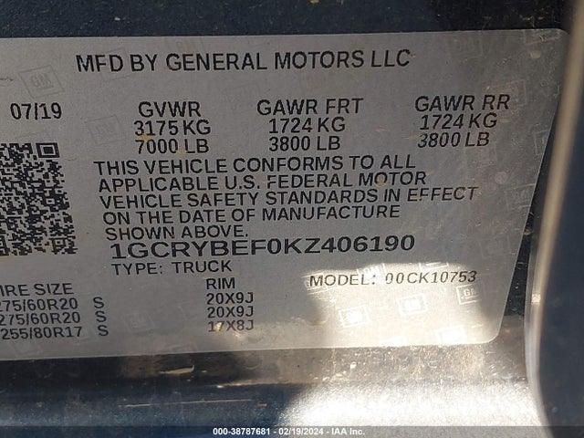 Chevrolet Silverado 1500 Custom 2019 1GCRYBEF0KZ406190 Image 9