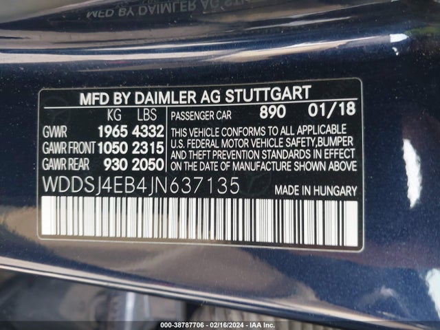 Mercedes-Benz CLA 250 2018 WDDSJ4EB4JN637135 Image 9
