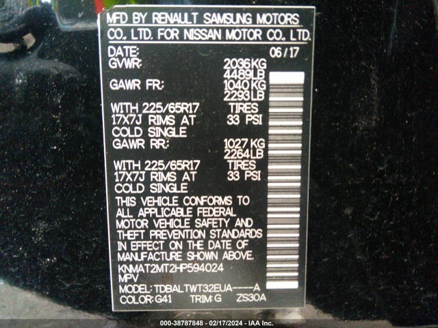Nissan ROGUE SV 2017 KNMAT2MT2HP594024 Image 9