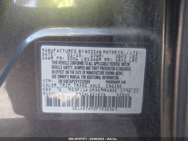 Nissan SENTRA SV 2015 3N1AB7AP2FY232569 Image 9