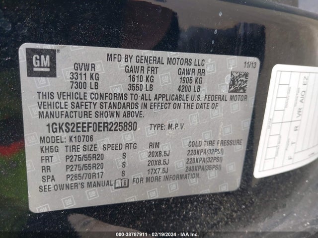 GMC YUKON DENALI 2014 1GKS2EEF0ER225880 Image 9