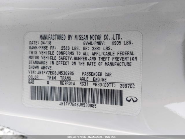 JN1FV7EK6JM530985 Infiniti Q60 3.0t Red Sport 400
