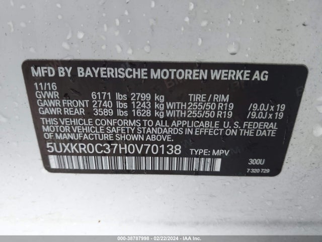 BMW X5 Xdrive35i 2017 5UXKR0C37H0V70138 Image 9