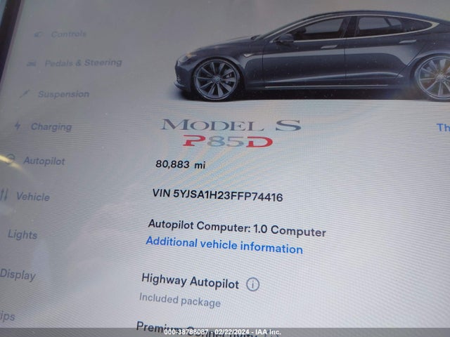 5YJSA1H23FFP74416 Tesla Model S 70d/85d/p85d