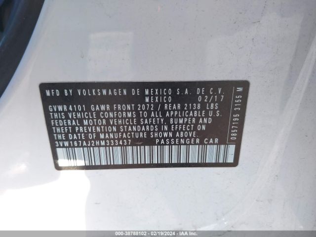 3VW167AJ2HM333437 Volkswagen Jetta 1.4t S