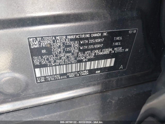 Toyota Rav4 Xle 2020 2T3W1RFV0LC047903 Image 9