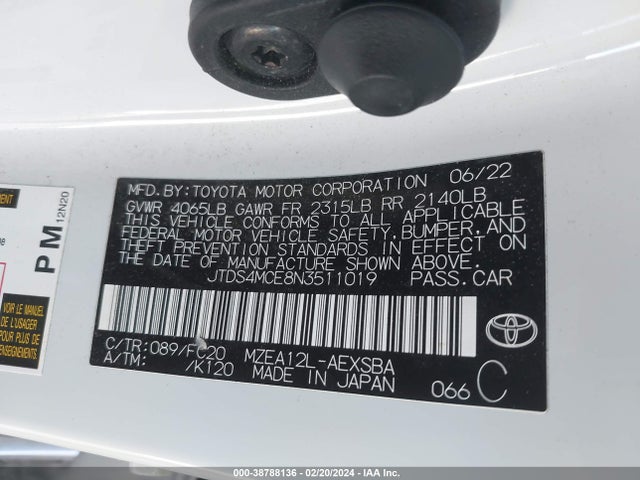 Toyota COROLLA SE 2022 JTDS4MCE8N3511019 Image 9