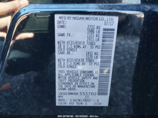 5N1DL0MN4HC555702 Infiniti QX60