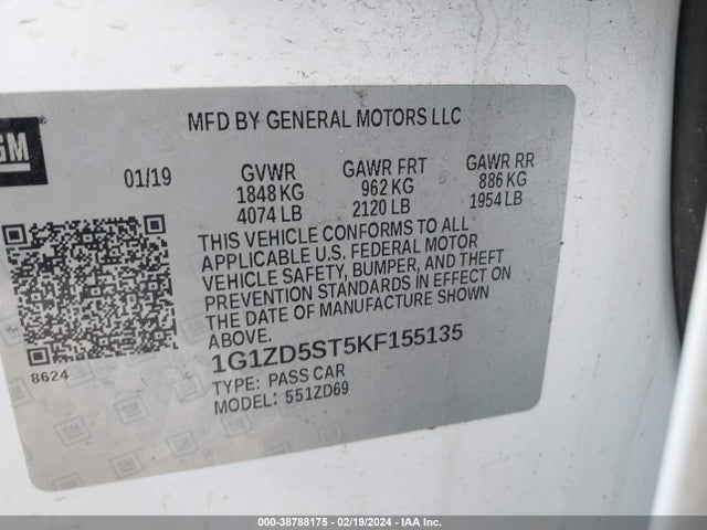 Chevrolet MALIBU LT 2019 1G1ZD5ST5KF155135 Image 9