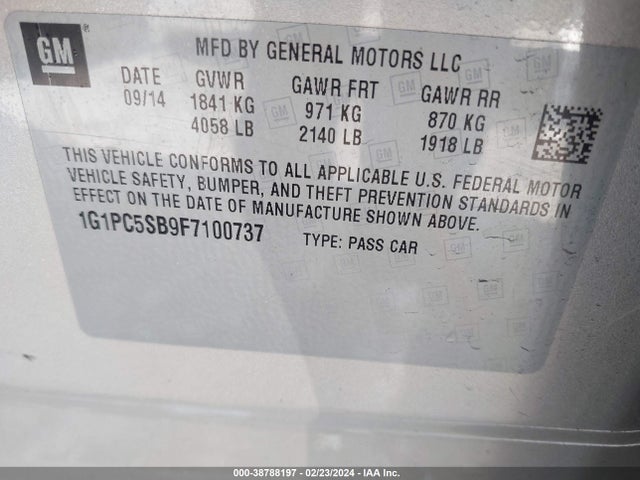 Chevrolet Cruze 1lt Auto 2015 1G1PC5SB9F7100737 Image 9