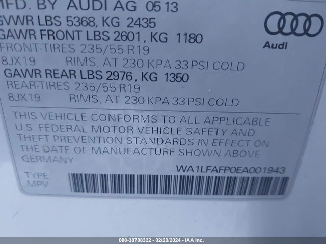 Audi Q5 2.0t Premium 2014 WA1LFAFP0EA001943 Image 9