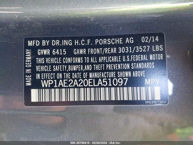 2014 PORSCHE CAYENNE HYBRID WP1AE2A20ELA51097 Photo 8