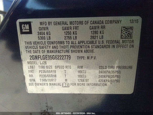 Chevrolet Equinox Ltz 2016 2GNFLGE35G6222779 Image 9