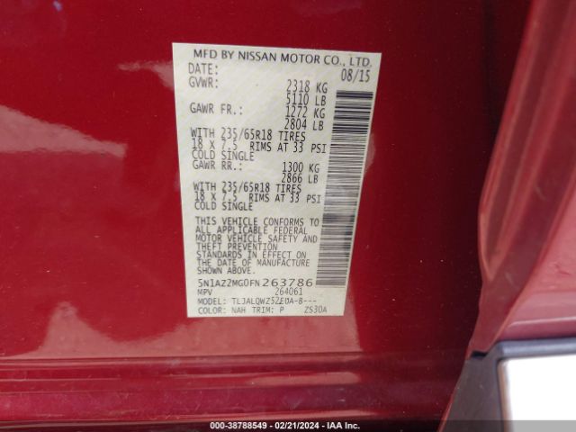 5N1AZ2MG0FN263786 Nissan MURANO SV