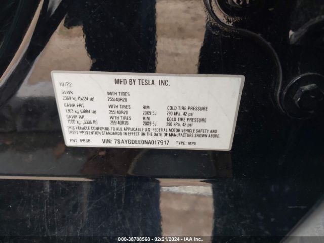 7SAYGDEE0NA017917 Tesla Model Y Long Range Dual Motor All-wheel Drive