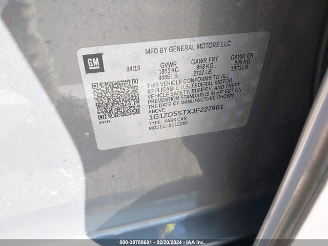 Chevrolet MALIBU LT 2018 1G1ZD5STXJF227901 Image 9