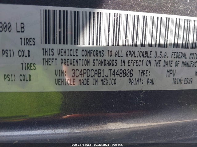 Dodge JOURNEY SE 2018 3C4PDCAB1JT448806 Image 9