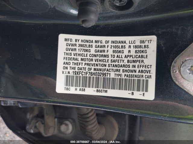 Honda Civic Ex-l 2017 19XFC1F76HE029971 Image 9