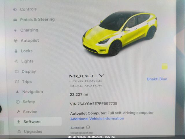 7SAYGAEE7PF697738 Tesla Model Y Awd/long Range Dual Motor All-wheel Drive