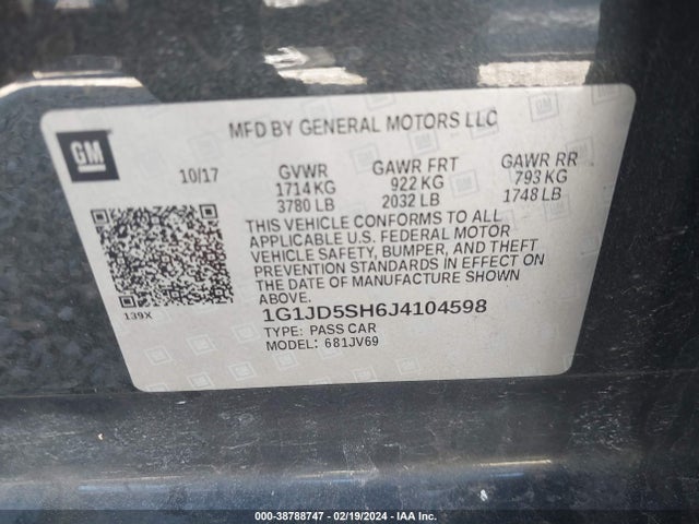 Chevrolet Sonic Lt Auto 2018 1G1JD5SH6J4104598 Image 8