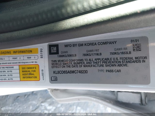 Chevrolet Spark Fwd 1lt Automatic 2021 KL8CD6SA8MC748230 Image 9