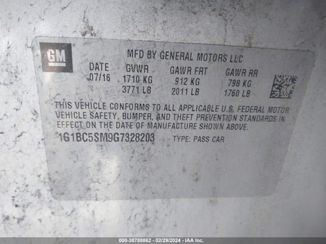 Chevrolet Cruze Ls Auto 2016 1G1BC5SM9G7328203 Image 9