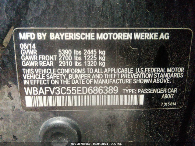 BMW 535d Xdrive 2014 WBAFV3C55ED686389 Image 9