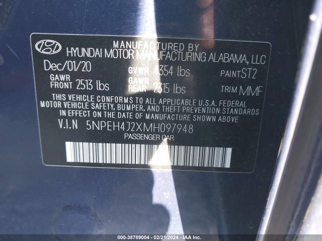 Hyundai Sonata Limited 2021 5NPEH4J2XMH097948 Image 9