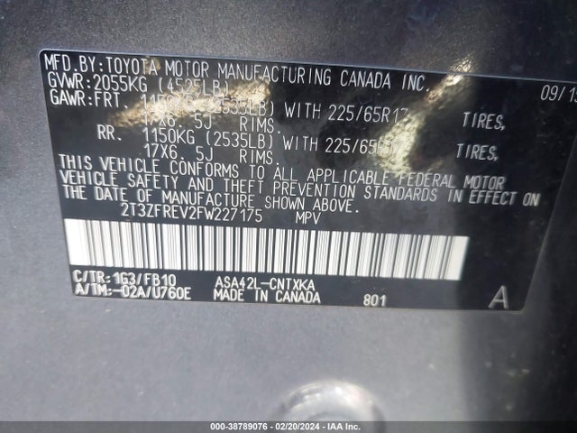 Toyota RAV4 LE 2015 2T3ZFREV2FW227175 Image 9
