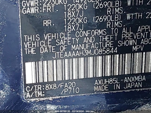 Toyota VENZA LE 2021 JTEAAAAH3MJ085844 Image 9