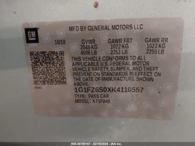 Chevrolet Bolt Ev Premier 2019 1G1FZ6S0XK4110557 Image 9
