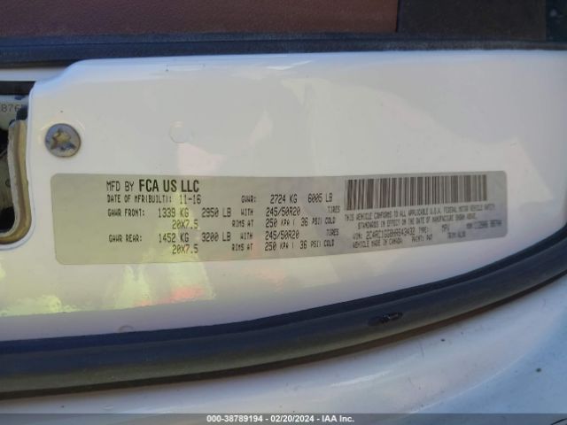 2C4RC1GG8HR643432 Chrysler Pacifica Limited