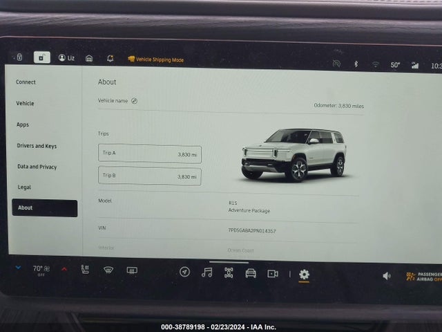 Продажа на аукционе авто 2023 Rivian R1s Adventure, vin: 7PDSGABA2PN014357, номер лота: 38789198