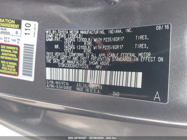 Toyota Sienna Le 8 Passenger 2017 5TDKZ3DC6HS775528 Image 9