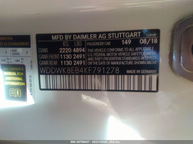 WDDWK8EB4KF791278 Mercedes-Benz C 300 4matic
