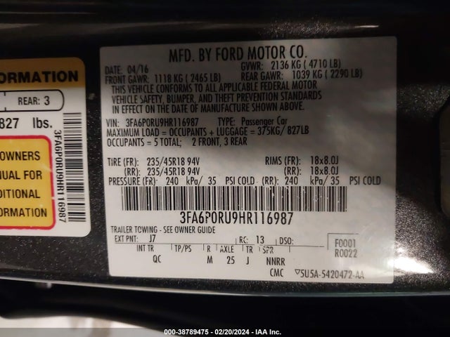 Ford Fusion Hybrid Platinum 2017 3FA6P0RU9HR116987 Image 9
