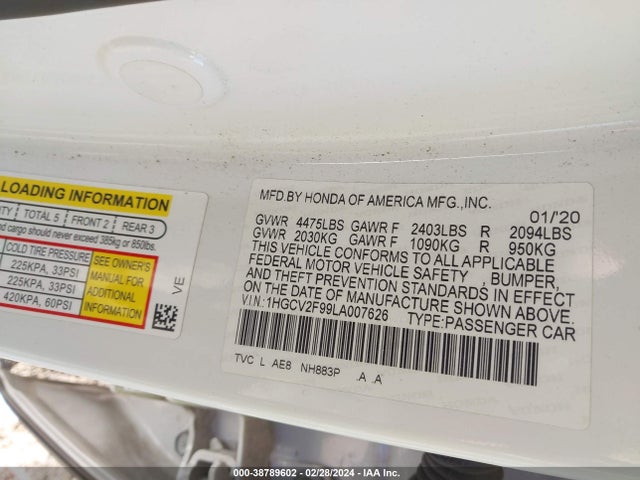 Honda Accord Touring 2020 1HGCV2F99LA007626 Image 9
